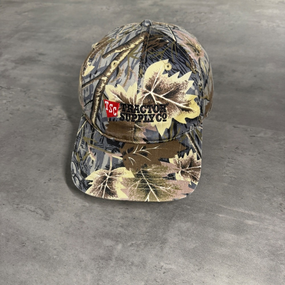 Tractor‎ Supply Co Hat Mens Camo Leaf Print Embroidered Logo Adjustable Cap